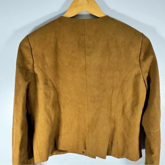 Vince Camuto Brown Faux Suede Cropped Zip Jacket Women's Size XS - Picture 7 of 10